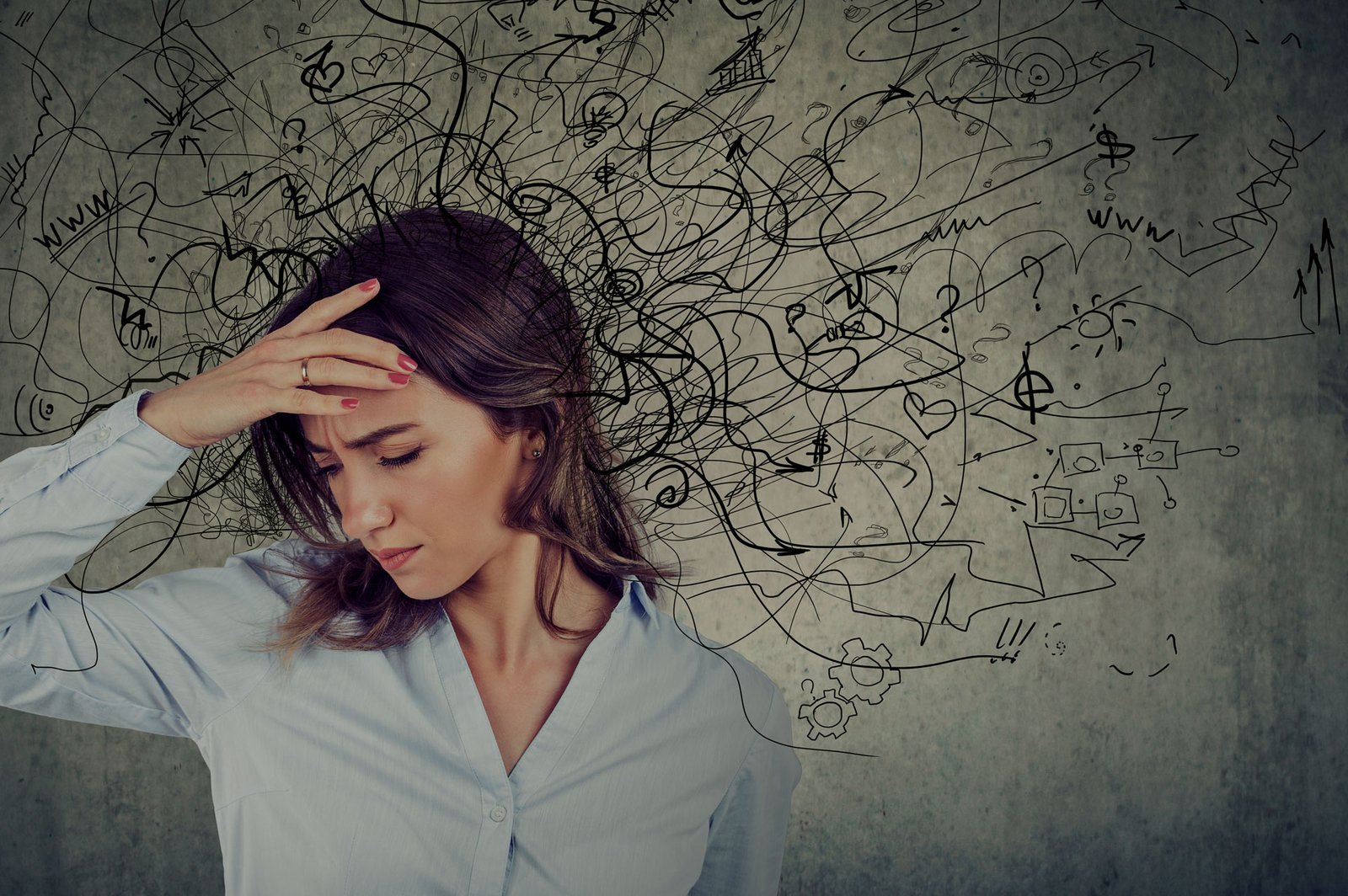 Future Search Trials ADHD Study FSTrials Woman with adhd thoughts everywhere